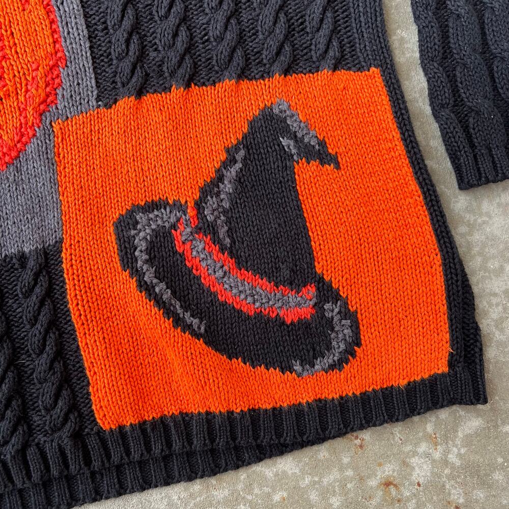 Chaus Sport Ramie/Cotton Halloween Bat Pumpkin Mockneck Sweater Sz M - Picture 7 of 8
